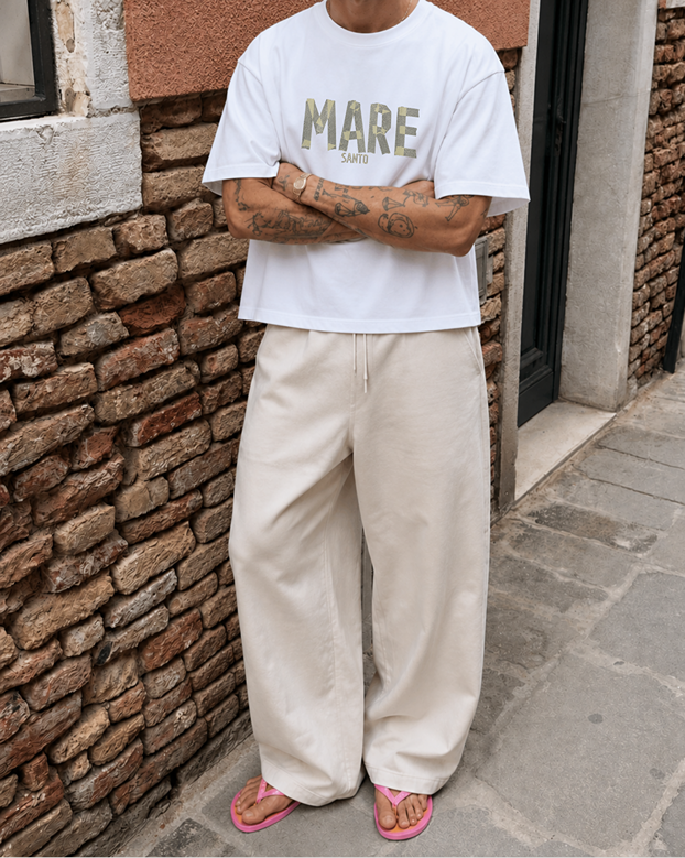 Adhesive effect crop tee – WHITE