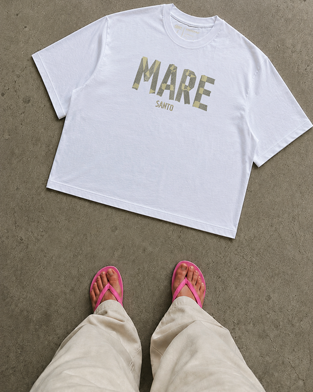 Adhesive effect crop tee – WHITE