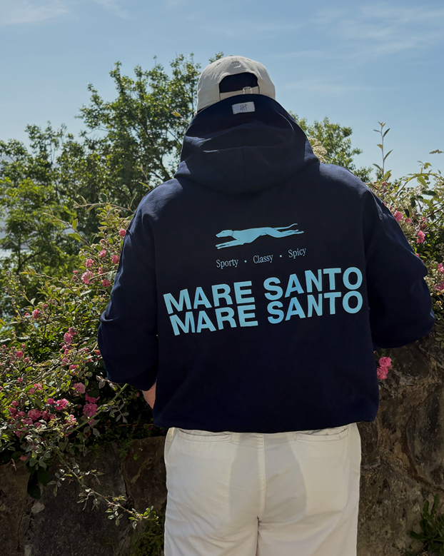 MARE SANTO Boxy Hoodie – Navy Blue