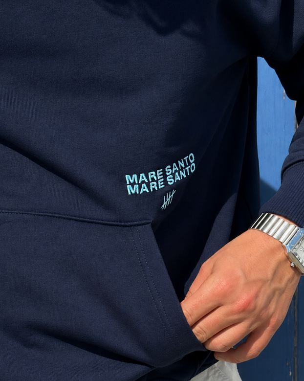 MARE SANTO Boxy Hoodie – Navy Blue