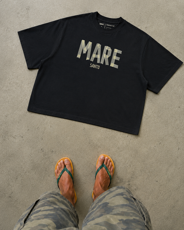 Adhesive effect crop tee – BLACK