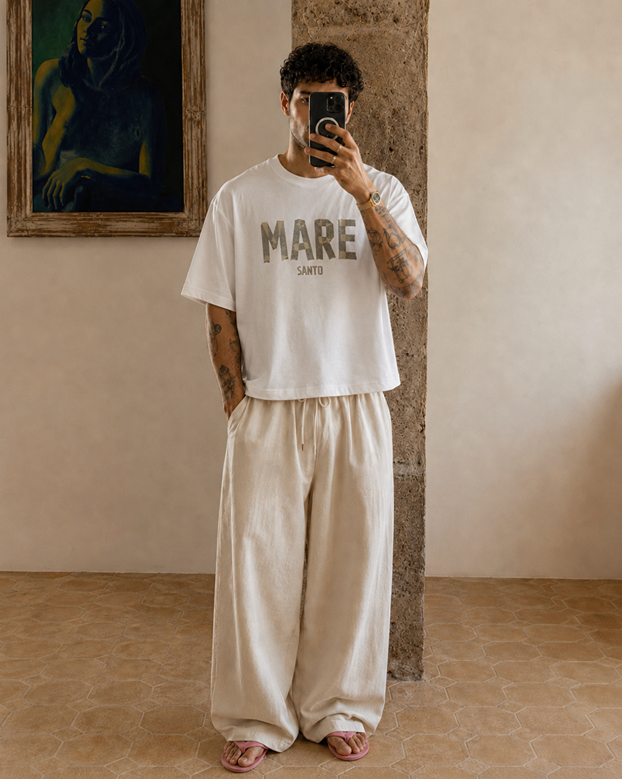 Adhesive effect crop tee – WHITE